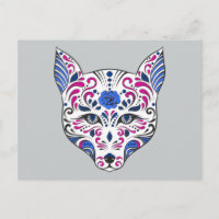 Sugar Skull Wolf Head Blue Purple