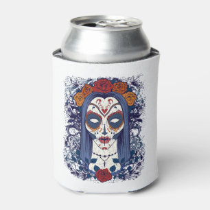 Sugar Skull Woman Halloween Day Of The Dead Can Cooler