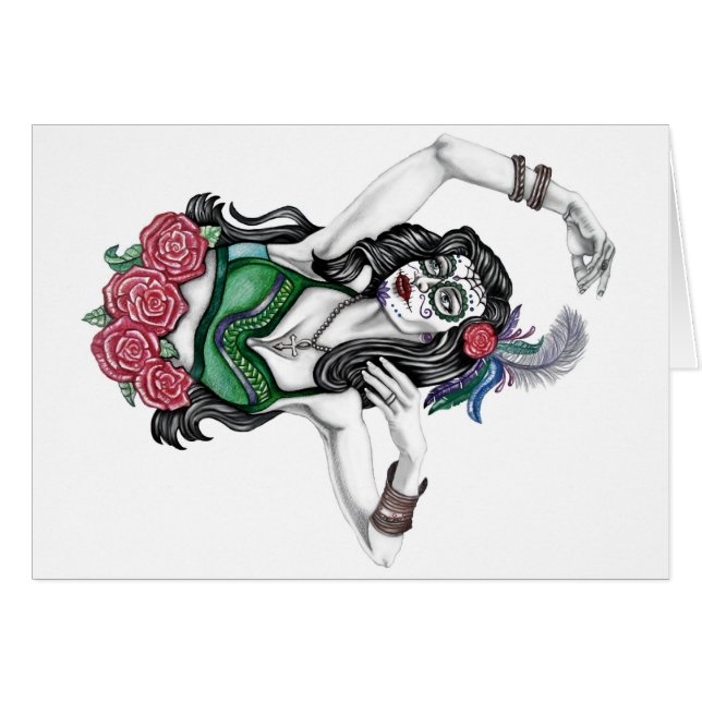 Sugar Skull Woman with Roses (Front Horizontal)