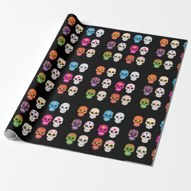 Sugar skull wrapping paper (Unrolled)