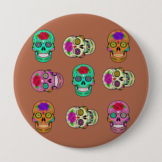 Sugar Skulls  10 Cm Round Badge (Front)
