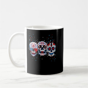 Sugar Skulls 4th of July American Mexican Skulls P Coffee Mug