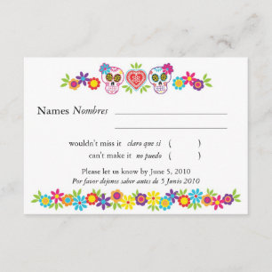 Sugar Skulls and Flowers RSVP Card