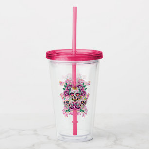 Sugar Skulls and Roses Acrylic Tumbler