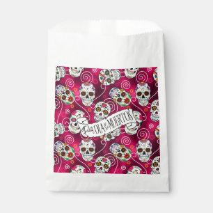 Sugar Skulls and Swirls Rose Red ID725 Favour Bag
