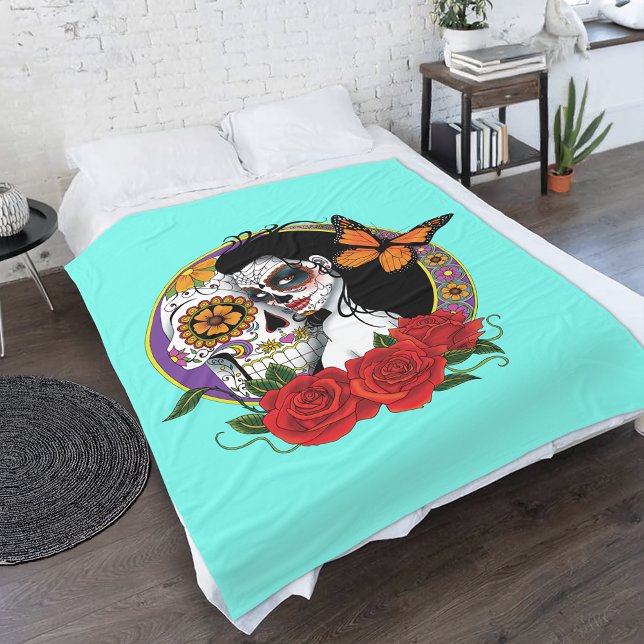 Sugar Skulls Art Nouveau Fleece Blanket (Creator Uploaded)