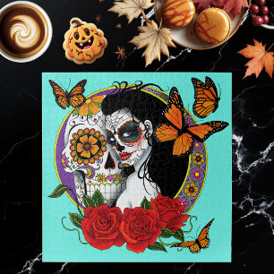 Sugar Skulls Art Nouveau Jigsaw Puzzle