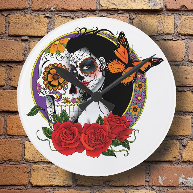Sugar Skulls Art Nouveau Round Clock (Creator Uploaded)