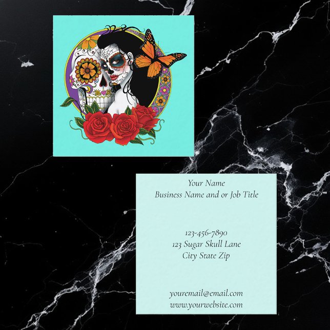 Sugar Skulls Art Nouveau  Square Business Card (Creator Uploaded)
