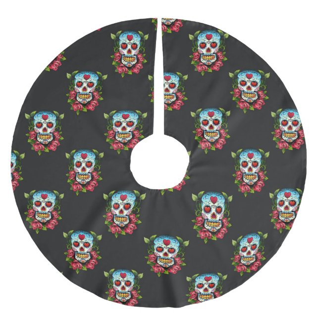 Sugar Skulls Brushed Polyester Tree Skirt (Front)