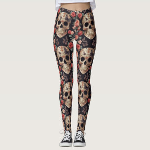 Sugar Skulls, Butterflies, and Flowers Leggings