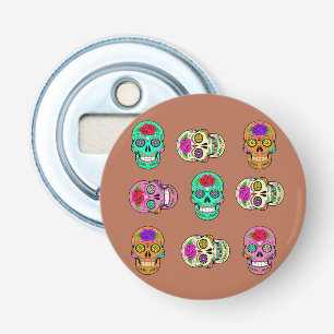 Sugar Skulls Button Bottle Opener