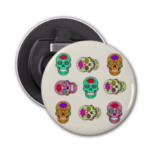 Sugar Skulls Button Bottle Opener