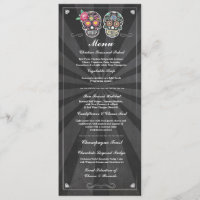 Sugar Skulls Chalkboard Wedding Party Menu