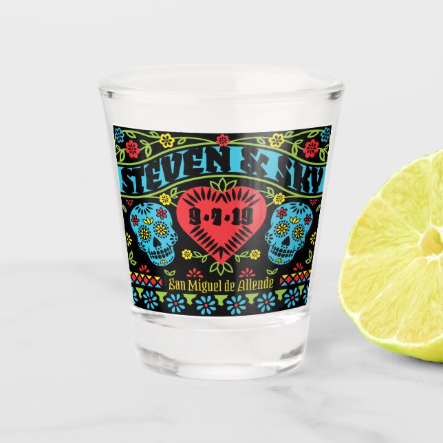Sugar Skulls Customised Shot Glass (Front)