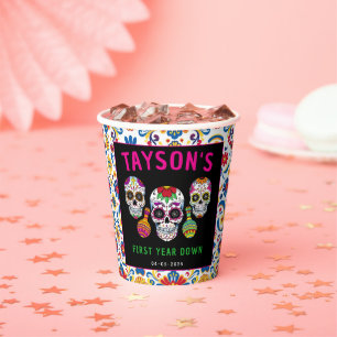 Sugar Skulls Day 1st Birthday Party Colorful Día Paper Cups