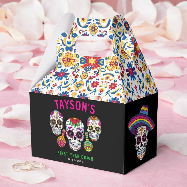 Sugar Skulls Day 1st Birthday Party Colourful Día Favour Box (Wedding)