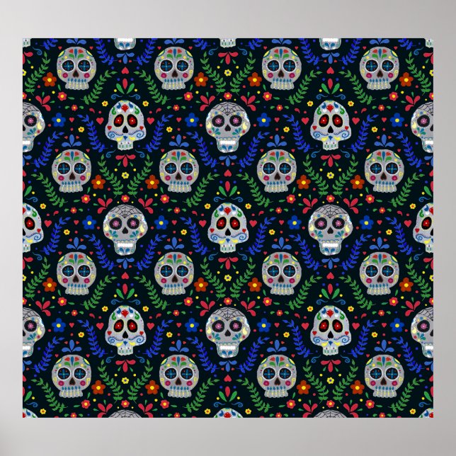 Sugar Skulls: Day of Dead Pattern. Poster (Front)