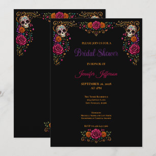 Sugar Skulls Day of the Dead Bridal Shower Invitation