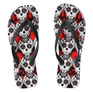 Sugar skulls Day of the Dead pattern super cute Thongs
