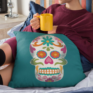 Sugar Skulls Dia De Los Muertos Cushion