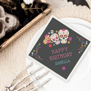 Sugar Skulls Dia de Muertos Theme Birthday Party Napkin