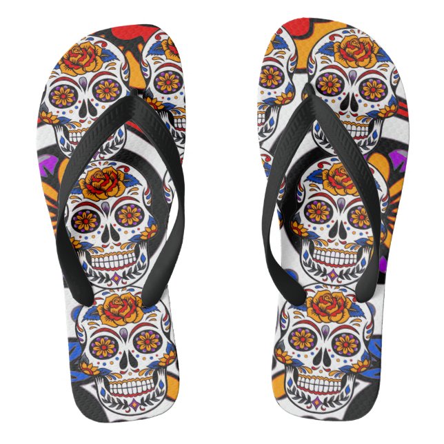 Sugar Skulls Holidays Pattern Thongs (Footbed)