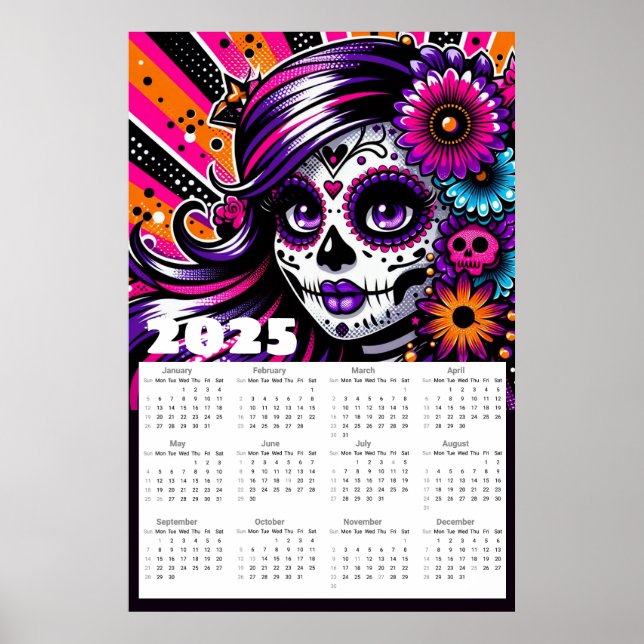 Sugar Skulls in Space 2025 Calendar  Poster (Front)