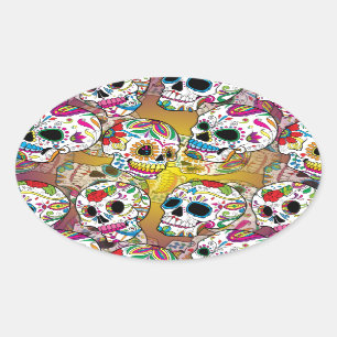 Sugar Skulls Oval Sticker