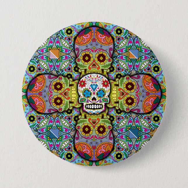 Sugar Skulls Pattern 7.5 Cm Round Badge (Front)