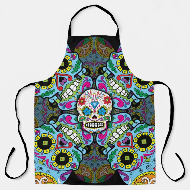 Sugar Skulls Pattern Apron (Front)