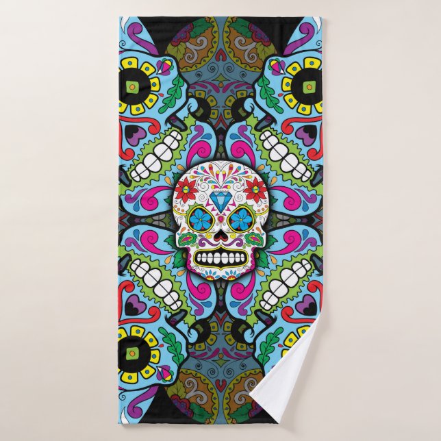 Sugar Skulls Pattern Bath Towel (Bath Towel)