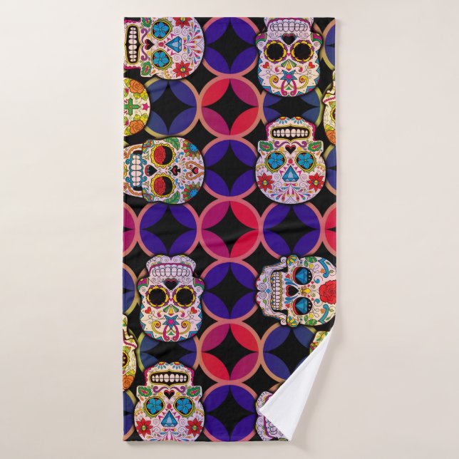Sugar Skulls Pattern Bath Towel (Bath Towel)