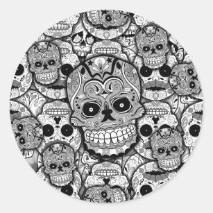 Sugar Skulls Pattern Classic Round Sticker
