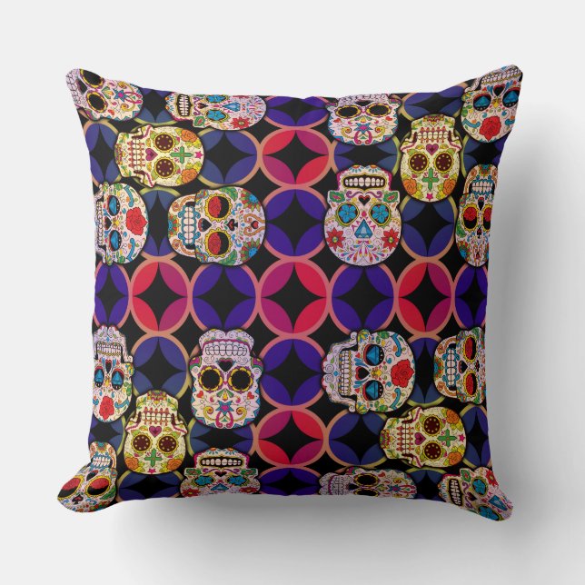 Sugar Skulls Pattern Cushion (Front)