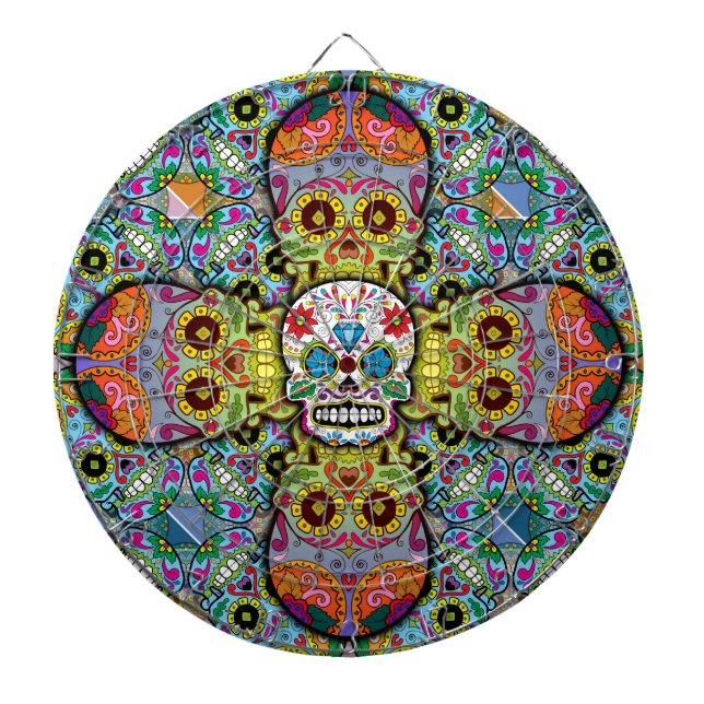Sugar Skulls Pattern Dartboard (Front)