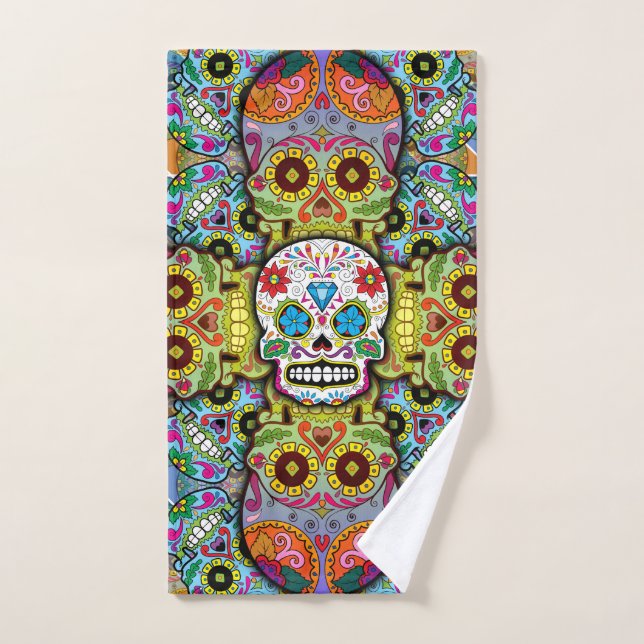 Sugar Skulls Pattern Hand Towel (Hand Towel)