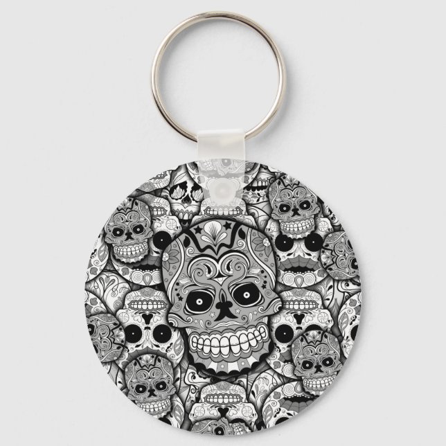 Sugar Skulls Pattern Key Ring (Front)