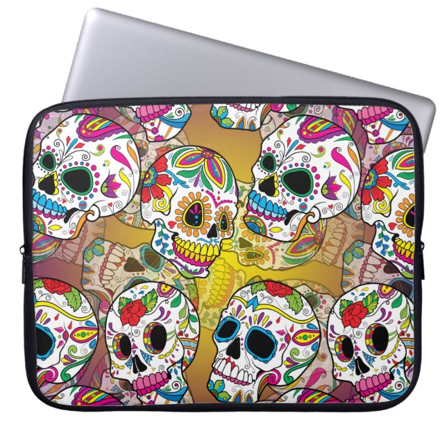 Sugar Skulls Pattern Laptop Sleeve (Front)
