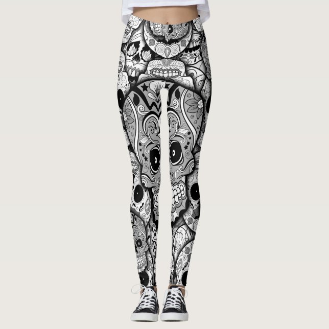 Sugar Skulls Pattern Leggings (Front)
