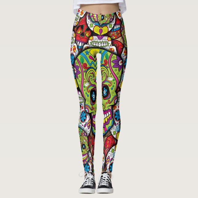 Sugar Skulls Pattern Leggings (Front)