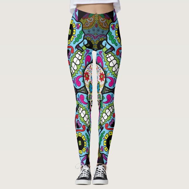 Sugar Skulls Pattern Leggings (Front)