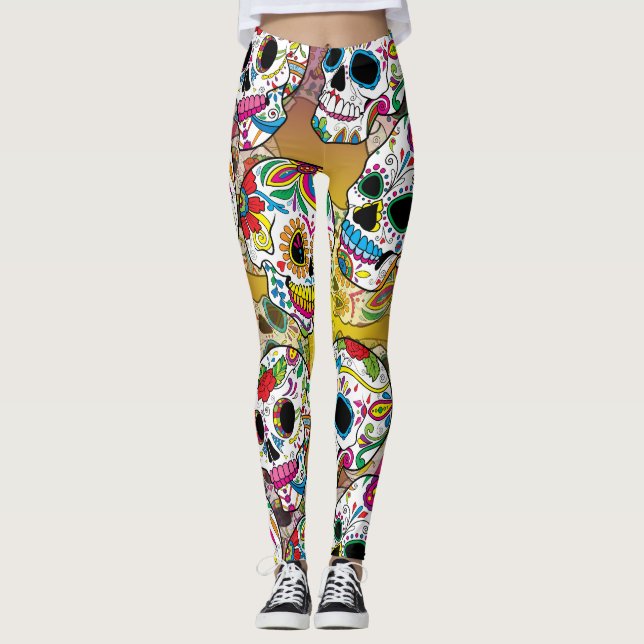 Sugar Skulls Pattern Leggings (Front)