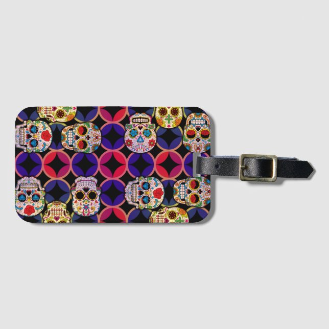Sugar Skulls Pattern Luggage Tag (Front Horizontal)