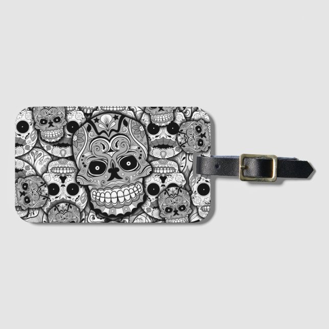 Sugar Skulls Pattern Luggage Tag (Front Horizontal)