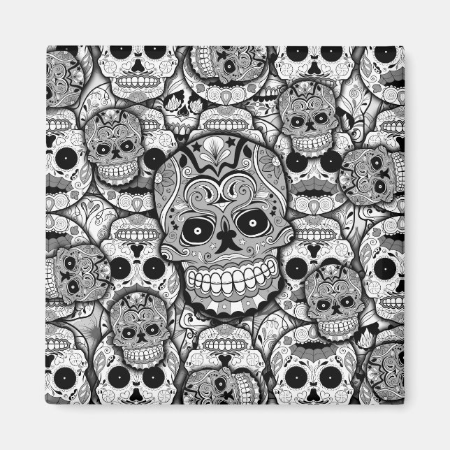 Sugar Skulls Pattern Magnet (Front)