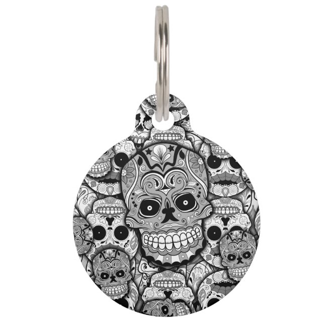 Sugar Skulls Pattern Pet Tag (Front)