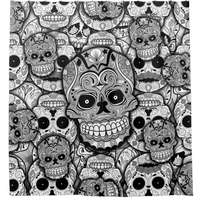 Sugar Skulls Pattern Shower Curtain (Front)