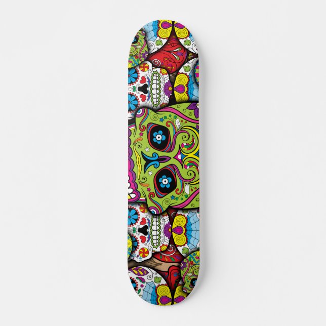 Sugar Skulls Pattern Skateboard (Front)