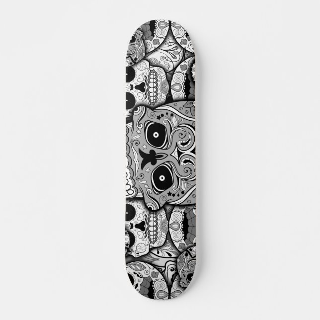 Sugar Skulls Pattern Skateboard (Front)